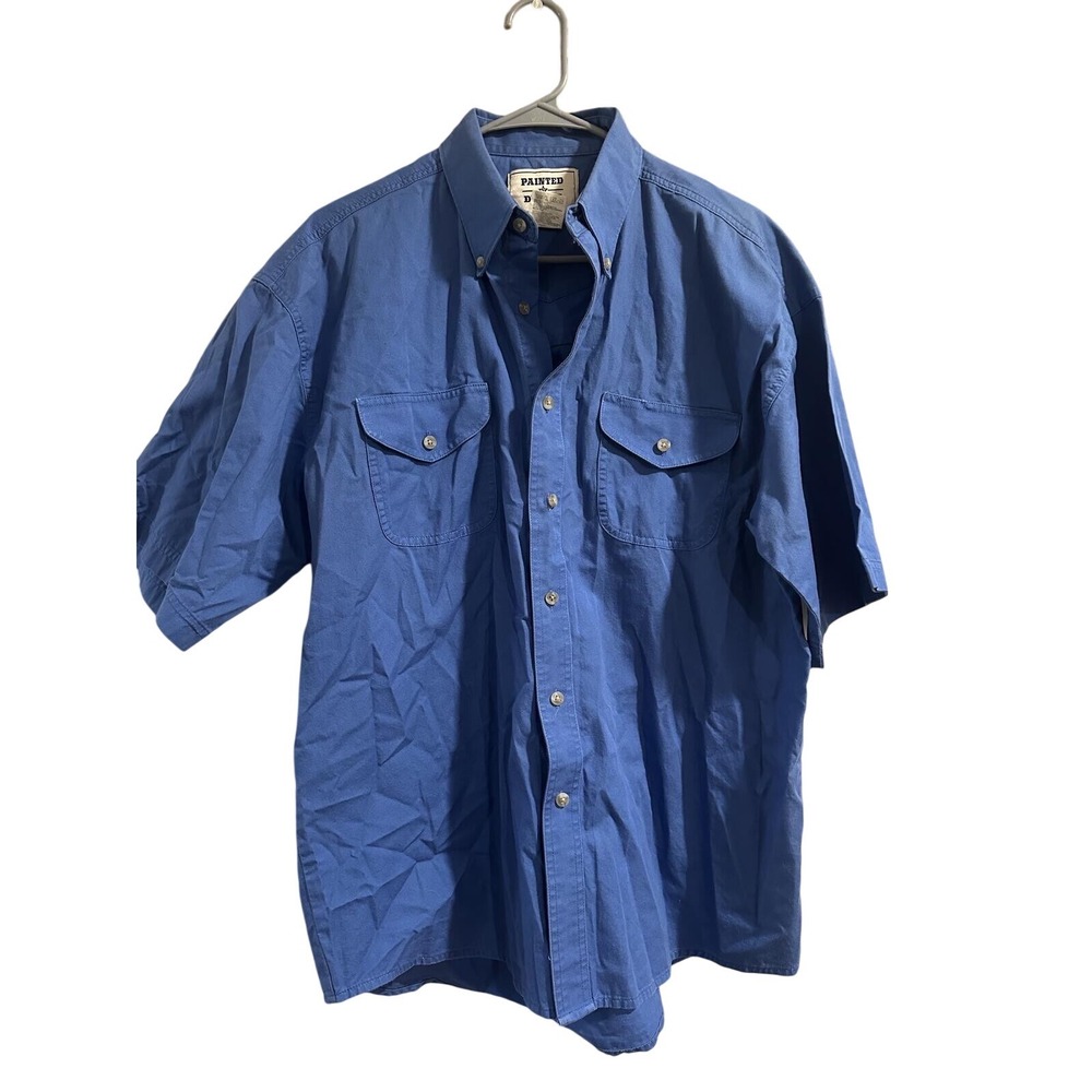 Painted‎ Desert by Wrangler Men's Short Sleeve Button-Up Shirt Large Blue Cotton